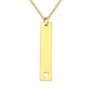 Sterling Silver Engravable Heart Tag Pendant Plated with 1 Micron 18K Yellow Gold