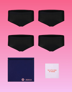 Lingerie: Teen Period Kit - 4 pack Briefs BLACK