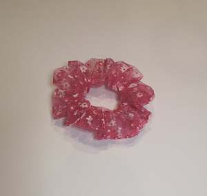 Pink Flower Scrunchie