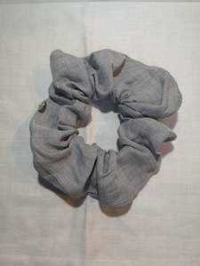 Grey Linen Scrunchie