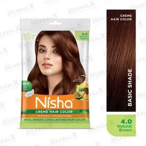 Nisha Natural Brown Permanent Cream Hair Color No Ammonia 20gm Colourant + 20ml Developer