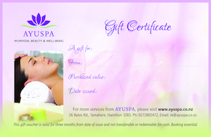 Gift Vouchers: Spoil someone special: Ayuspa Gift Vouchers