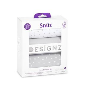 Snuzpod Crib Bedding Set - 3 Pack - Grey Spots