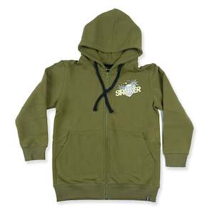 Skull Hand Zip Hood Pesto Green