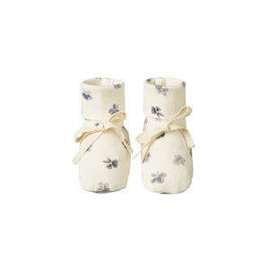 Cotton booties - pressed pansy print