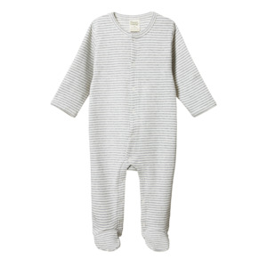 Baby wear: Cotton stretch & grow - grey marl stripe