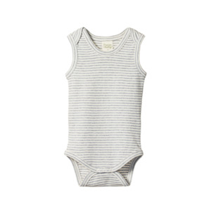 Singlet Bodysuit - Grey Marl Stripe