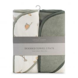 Little Linen Hooded Towel 2pk - Farmyard Lamb