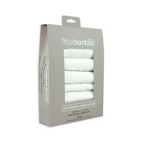 Little Bamboo Muslin Wash Cloths White