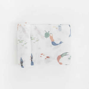 Little Unicorn Cotton Muslin Swaddle - Mermaid