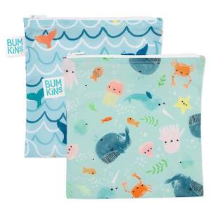 Bumkins Reusable Snack Bag - Large - 2 pk - Rolling with the waves ONE LEFT