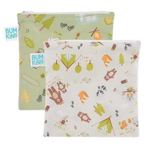 Bumkins Reusable Snack Bag - Large - 2 pk - Happy Campers ONE LEFT