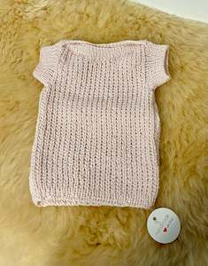 Baby wear: 100% Pure Merino Knitted Vest/Singlet - 0-3 months - Light Blush