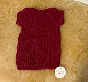 100% Pure Merino Knitted Vest/Singlet - 0-3 months - Raspberry