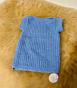 100% Pure Merino Knitted Vest/Singlet - 0-3 months - Blue