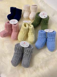 100% Pure Merino Newborn Booties - Roll Down Top