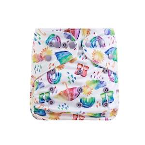 Bear & Moo Reusable OSFM Cloth Nappy - Rainbow Rain