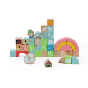 Classic World Rainbow Garden Wooden Blocks 40 pcs