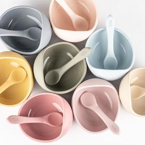 Baby wear: Petite Eats Suction Bowl and Spoon Set - Choose Your Colour