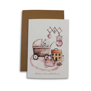 Baby wear: Mama + Me Welcome to the world little one Card (Girl)