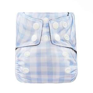 Bear & Moo Newborn Cloth Nappy - Cornflower Gingham