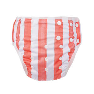 Bear & Moo Swim Nappy - Coral Stripe