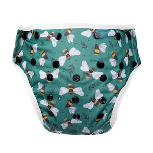 Baby wear: Bear & Moo Swim Nappy - Bees & Leaves