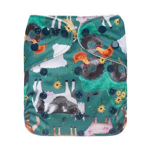 Bear & Moo Reusable OSFM Cloth Nappy - Farm Days