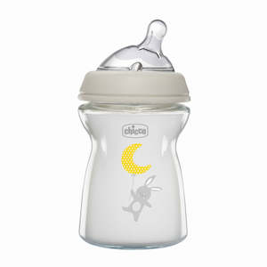 Chicco Natural Feeling 250ml Slow Flow 0m+ Glass Bottle