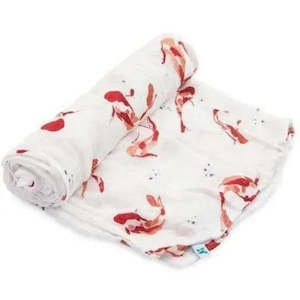 Swaddles And Wraps: Little Unicorn Single Deluxe Muslin Swaddle - Fish Pond