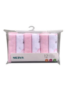 Neeva Washcloths (Pack of 12) - Pink