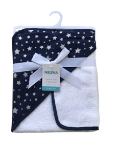 Neeva Hooded Towel with Washcloth STARS