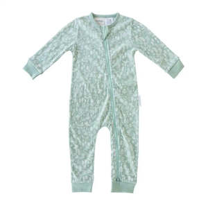 Woolbabe Merino/Organic Cotton PJ Suit - MOSS WILDERNESS