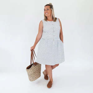 Milkbar Breastfeeding Billie Dress | White/Navy Stripe