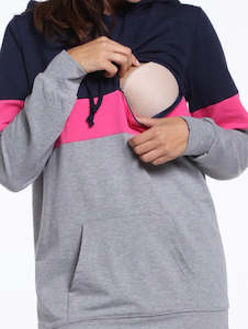 Breastfeeding Clothing: Nursing / Breastfeeding Hoodie NAVY/PINK