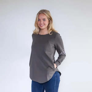 Breastfeeding Clothing: Milkbar Brooklyn Sweater | Khaki/Leopard