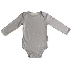 Woolbabe Long Sleeve Bodysuit - Pebble Stars