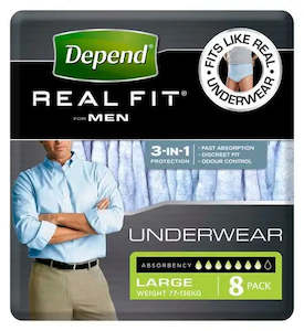 Depend® Real-Fit Underwear for Men - Large pack of 8 pcs