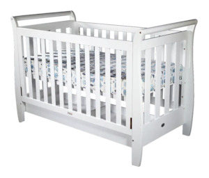 Kapai NOVA Wooden Drop Side Cot with Drawer - WHITE