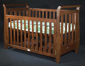 Kapai NOVA Wooden Drop Side Cot with Drawer - COFFEE