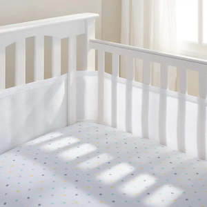 Cot Bedding: Breathable Baby Mesh Cot Liner 4 Sides - White