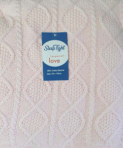 Sleep Tight Cable Knit and Wool Blanket BABY PINK