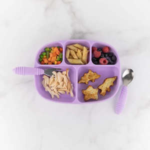 Bumkins 5 Section Silicone Grip Dish + Lid - Lavender