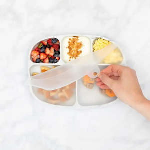 Bumkins 5 Section Silicone Grip Dish + Lid - Marble