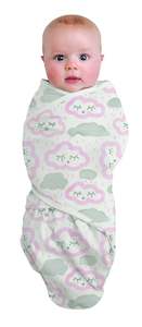 Sale, Sleeptime, swaddles: Swaddlewrap Small CLOUDS - PINK