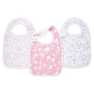 Single Muslin Burpy Bib: aden + anais ma fleur classic 3-pk snap bibs