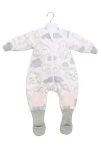 Sleeping Bags 1: 6-12m COTTON Warmies Sleeping bag with Arms and Legs 3.0 TOG - CLOUDS PINK