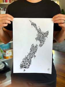 NZ Flower Drawing Print