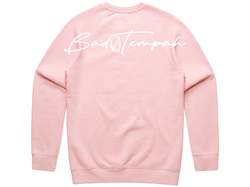 Clothing: BACK DROP SCRIBBLE CREW-Pink/White