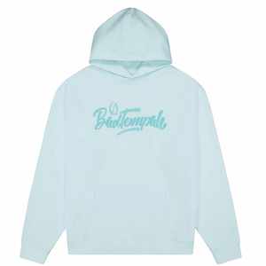 Clothing: Script logo hoodie-Baby blue